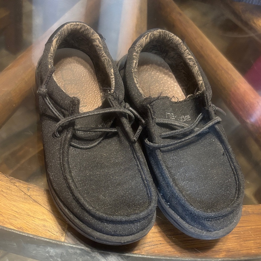 Hey Dude Kids Black Moccasins
